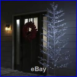 GE 7-ft Pre-Lit Winterberry Slim Artificial Christmas Tree 400 White LED Lights