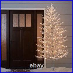 GE Color Choice 7-ft Winterberry Pre-lit Twig White Artificial Christmas Tree