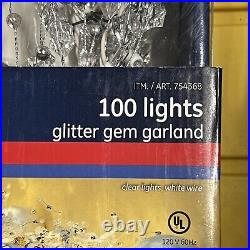 GE LED 100 Lights Glitter Gem Garland 9ft New in Box