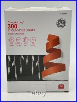 GE String-A-Long 300 Count Constant Clear Christmas Icicle String Lights 4 Pack