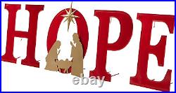 GH30229 Lighted Metal Christmas Holy Nativity Hope Yard Sign Outdoor Lawn Decora