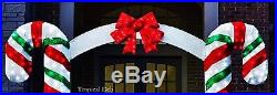 GIANT! 7 FT SWEET CANDY CANE ARCHWAY w Red Bow Tinsel Pre Lit Christmas Yard Art