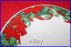 GIBSON HOLIDAYS CHRISTMAS DISHES HOLLY POINSETTIAS & RIBBONS 20 PIECE SET RARE