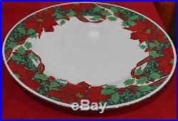 GIBSON HOLIDAYS CHRISTMAS DISHES HOLLY POINSETTIAS & RIBBONS 20 PIECE SET RARE