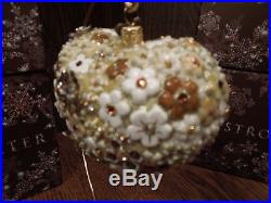 GOLD BLOSSOM HEART Jay Strongwater Glass Ornament with Swarovski Crystals NIB