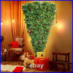 GO 7.5 FT Upside Down Christmas Tree with Artificial Berries and Santa’s Legs