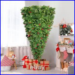 GO 7.5 FT Upside Down Christmas Tree with Artificial Berries and Santa's Legs
