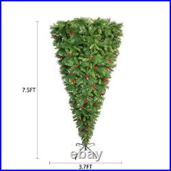GO 7.5 FT Upside Down Christmas Tree with Artificial Berries and Santa's Legs