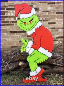 GRINCH Stealing the CHRISTMAS Lights Lawn Yard Art Decoration CUTE Left