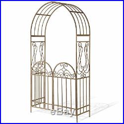 Garden Accent Metal Collection 93 Arch with Gate-Rust Brown Christmas