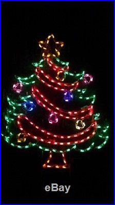 Garland Christmas Tree Outdoor Holiday LED Lighted Decoration Steel Wireframe