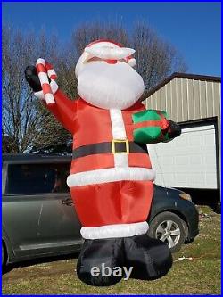 Gemmy 12ft Candy Cane Santa with Present Inflatable no box