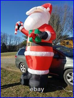 Gemmy 12ft Candy Cane Santa with Present Inflatable no box