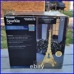 Gemmy 2014 5ft Gold Lighted Eiffel Tower Statue Tinsel Christmas Outdoor Decor