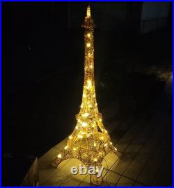 Gemmy 2014 5ft Gold Lighted Eiffel Tower Statue Tinsel Christmas Outdoor Decor