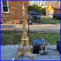Gemmy 2014 5ft Gold Lighted Eiffel Tower Statue Tinsel Christmas Outdoor Decor