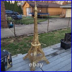 Gemmy 2014 5ft Gold Lighted Eiffel Tower Statue Tinsel Christmas Outdoor Decor