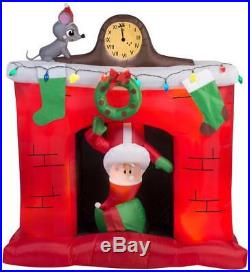 Gemmy 5′ Animated Santa in Fireplace Scene Christmas Inflatable