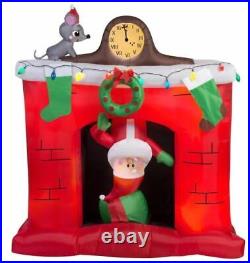 Gemmy 5 ft Santa’s Head Popping Down at Fireplace Airblown Inflatable NIB
