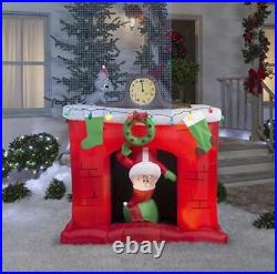 Gemmy 5 ft Santa's Head Popping Down at Fireplace Airblown Inflatable NIB