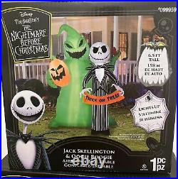 Gemmy 6.5 ft Tall Airblown Inflatable Jack Skellington withOogie Boogie Disney