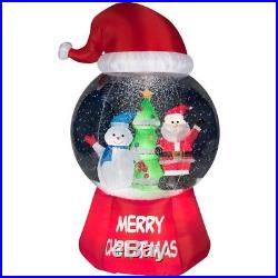 Gemmy 6 ft Animated Merry Christmas Santa Hat Snow Globe Airblown Inflatable