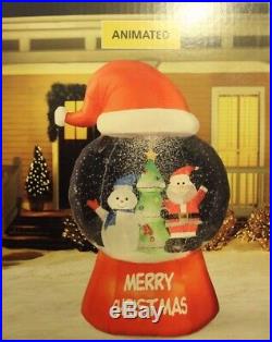 Gemmy 6 ft Animated Merry Christmas Santa Hat Snow Globe Airblown Inflatable
