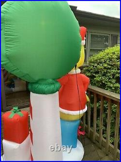 Gemmy 6ft Grinch with Santa Stop Here Sign Christmas Inflatable Blow Up Grinch