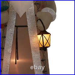 Gemmy 9.5 Ft Lighted Art Deco Silver Suit Santa Claus Christmas Inflatable