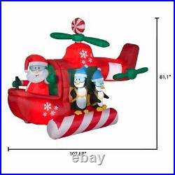 Gemmy 9 Ft Airblown Inflatable Animated Helicopter with Santa & Penguins CC