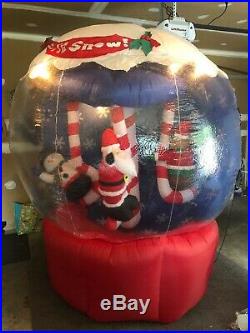 Gemmy Airblown Christmas Inflatable 8ft Huge Animated Carousel Snow Globe Santa