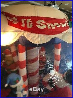 Gemmy Airblown Christmas Inflatable 8ft Huge Animated Carousel Snow Globe Santa