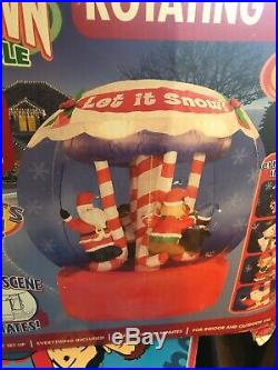Gemmy Airblown Inflatable 8 FT Rotating Christmas Snow Globe Santa Carousel