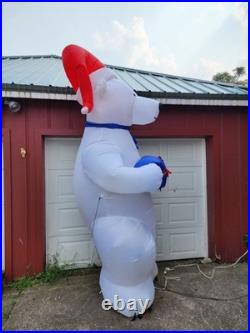 Gemmy Airblown Inflatable Illuminated 10′ Tall Christmas Polar Bear With Gift RARE