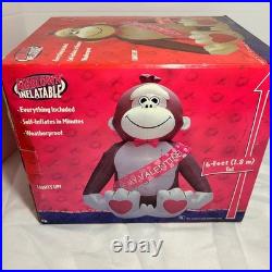Gemmy Airblown Inflatable Valentine Monkey 6ft Tall Be My Valentine 41150