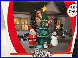 Gemmy Animated Christmas Tree Scene Inflatable Yard Decor 9.5 Feet Tall