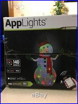 Gemmy AppLights LED Lightshow 50 Crystal Swirl Snowman Sculpture Multi Color