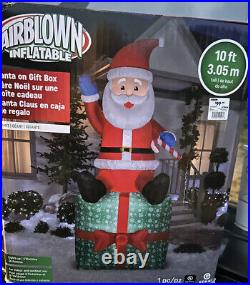 Gemmy Christmas 10 ft Giant Santa on Gift Box Airblown Inflatable