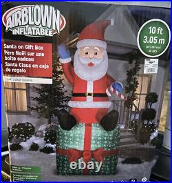 Gemmy Christmas 10 ft Giant Santa on Gift Box Airblown Inflatable