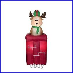 Gemmy Christmas 5 ft Animated Pop Up Reindeer in Chimney Airblown Inflatable NIB