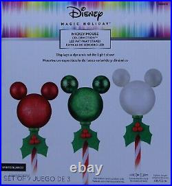 Gemmy Christmas Disney Magic Holiday 3 Mickey Mouse ColorMotion Pathway Markers
