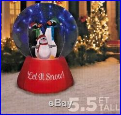 Gemmy Christmas Inflatable Snow Globe 5.5 Ft Airblown Penguin Family Yard Decor