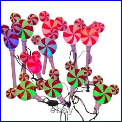 Gemmy Christmas Mickey Mouse Peppermint Pathway Lights Disney Blow Mold