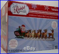 Gemmy Christmas Rudolph 17.5 ft Wide Santa Sleigh and Reindeer Inflatable NIB