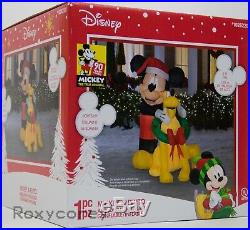Gemmy Disney 90th Christmas 5 ft Mickey Mouse & Pluto Light Up Inflatable NIB