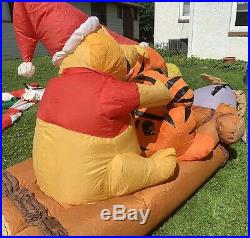 Gemmy Disney Christmas Airblown Inflatable Winne Pooh Log Sled Tigger Eeyore 8