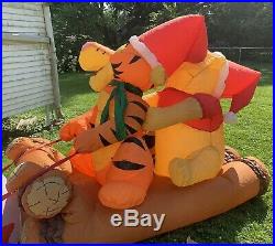 Gemmy Disney Christmas Airblown Inflatable Winne Pooh Log Sled Tigger Eeyore 8