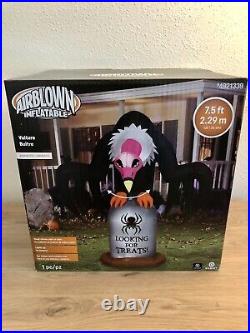 Gemmy Halloween 7.5 ft Vulture On Tombstone Head Moves Airblown Inflatable NEW