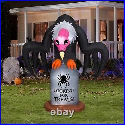 Gemmy Halloween 7.5 ft Vulture On Tombstone Head Moves Airblown Inflatable NIB