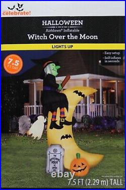 Gemmy Halloween 7.5 ft Witch Over the Moon Airblown Inflatable NIB
